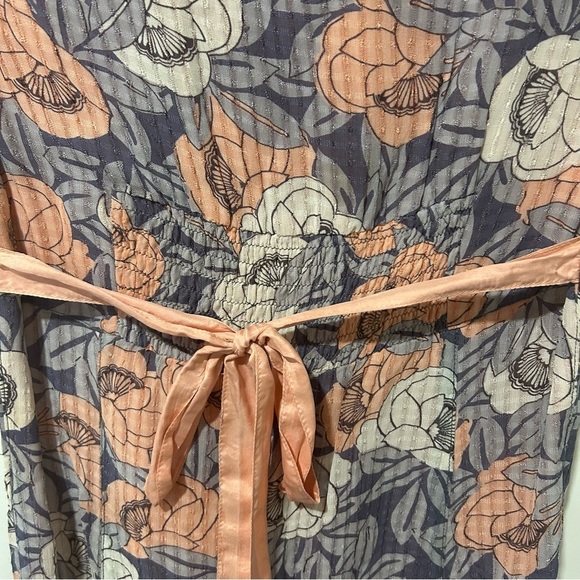 Monsoon Blue and Orange Leaf Print Midi Dress Size 8 - Picture 4 of 7